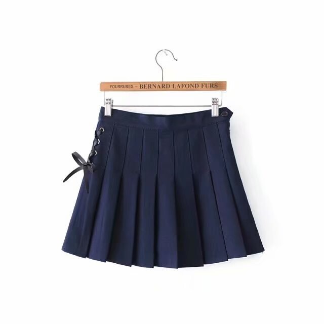 Европейска и американска тънка плисирана пола с висока талия, дамска анти-експозиция, студентска пола, намаляваща възрастта, момичешка тенис пола с връзки, къса пола