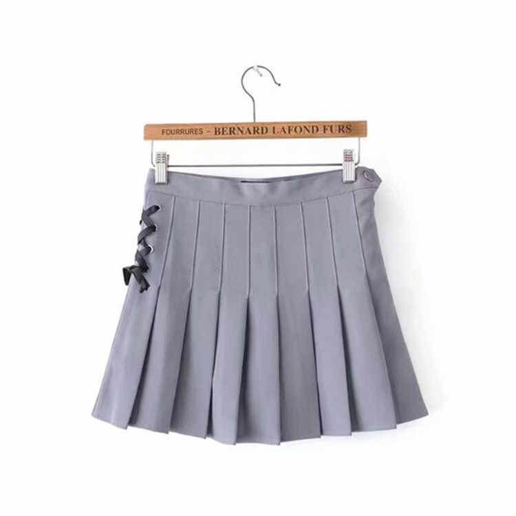 Европейска и американска тънка плисирана пола с висока талия, дамска анти-експозиция, студентска пола, намаляваща възрастта, момичешка тенис пола с връзки, къса пола