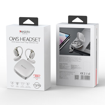 Ακουστικά Bluetooth Yesido με αεραγωγούς, χωρίς ενσωματωμένα ακουστικά, διασυνοριακά, αδιάβροχα, μακράς διαρκείας, ασύρματα ακουστικά Bluetooth με γάντζο για το αυτί