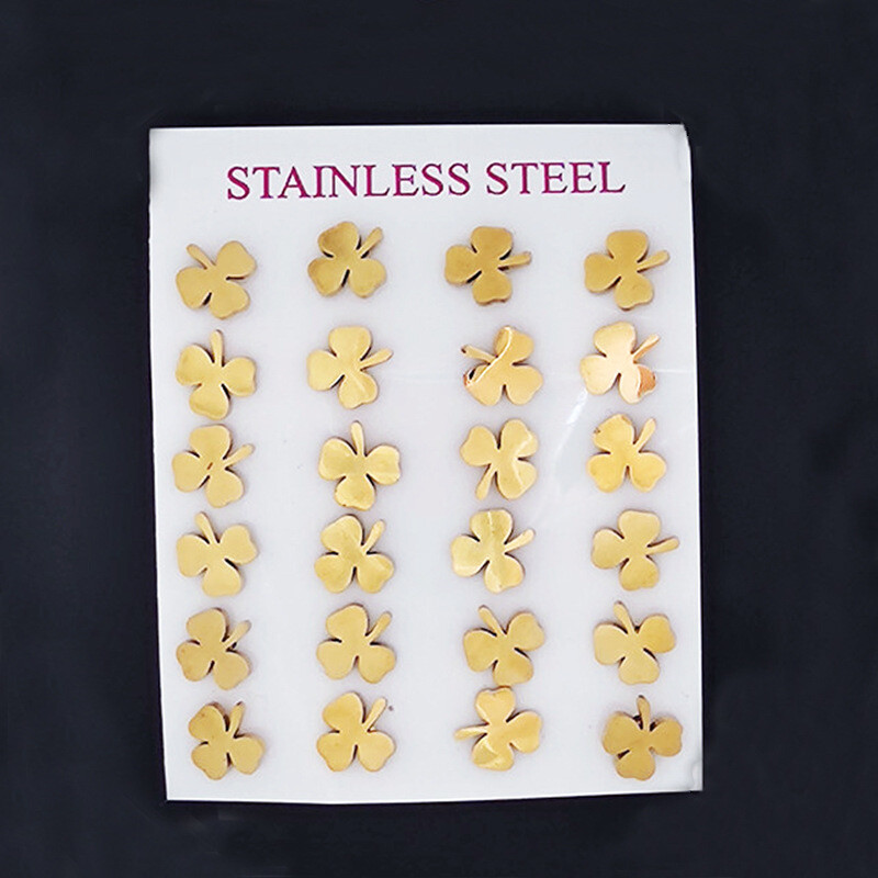 Nauji madingi europietiški ir amerikietiški nerūdijančio plieno auskarai, kelių elementų geometriniai drugelio formos auskarai su meilės simbolika, rinkinys