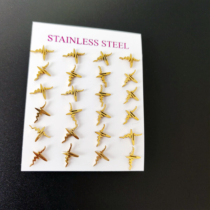 Nauji madingi europietiški ir amerikietiški nerūdijančio plieno auskarai, kelių elementų geometriniai drugelio formos auskarai su meilės simbolika, rinkinys