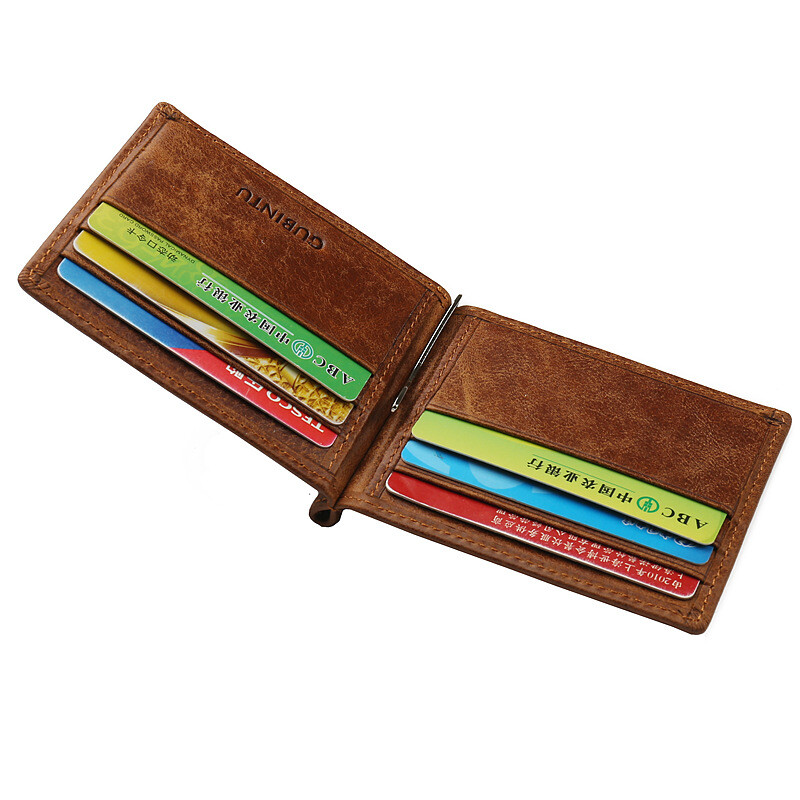 GUBINTU  портфейл от първи слой от телешка кожа, ретро, държач за карти, държач за банкноти от естествена кожа, външна търговия, горещо продаван щипка за долар