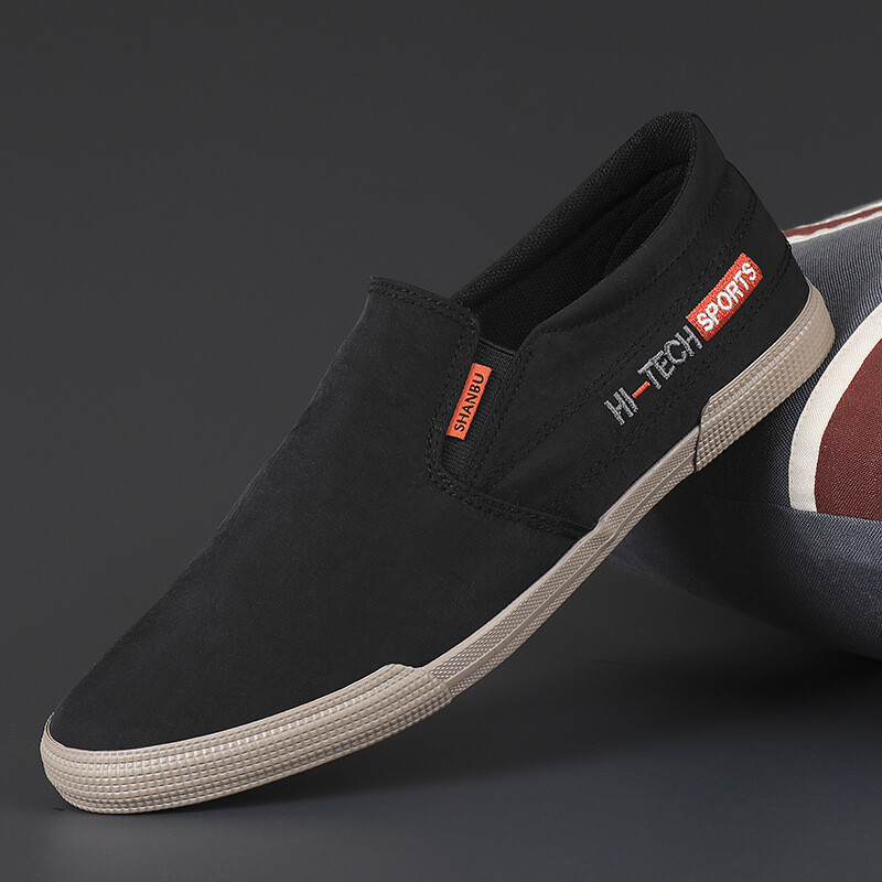 Nauji korėjietiški vyriški batai, madingi laisvalaikio batai, vienspalviai madingi batai, batai su raišteliais, universalūs drobiniai batai, plokščiapadžiai batai