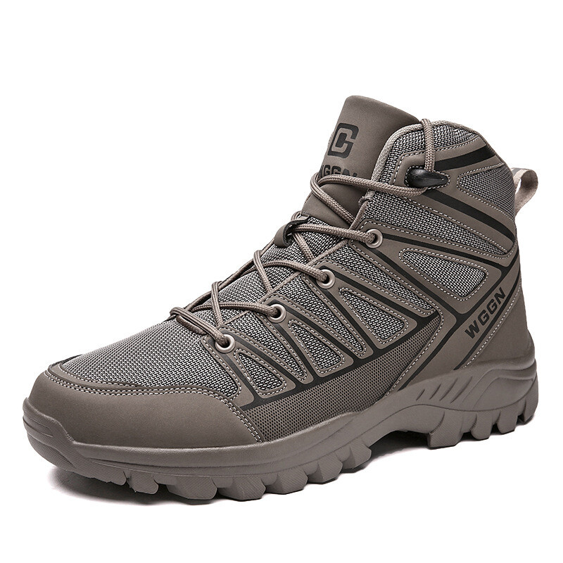 Есенни и зимни големи размери независими станции нови туристически обувки, износоустойчиви, амортизиращи високи обувки за защита на труда, мъжки обувки за скално катерене 