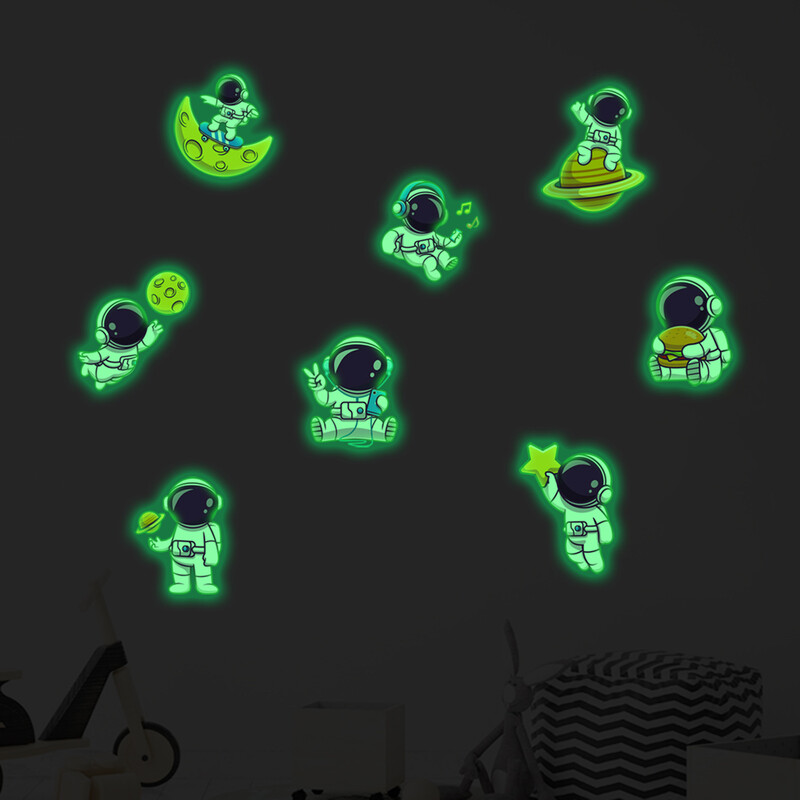 Tarpvalstybinė užsienio prekyba, šviečianti planeta, astronautas, kambario dekoravimas, namų sienos lipdukų išdėstymo lipdukai