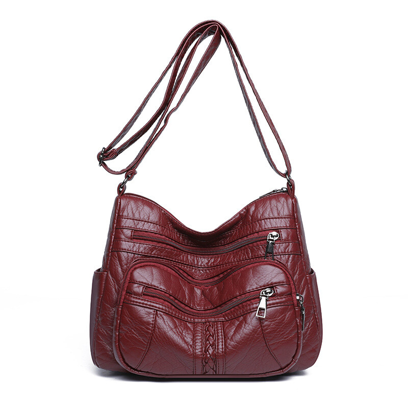 Трансгранична модна измита мека кожена многослойна дамска чанта, нова чанта за майки на средна и по-възрастна възраст, модна чанта за всички възрасти