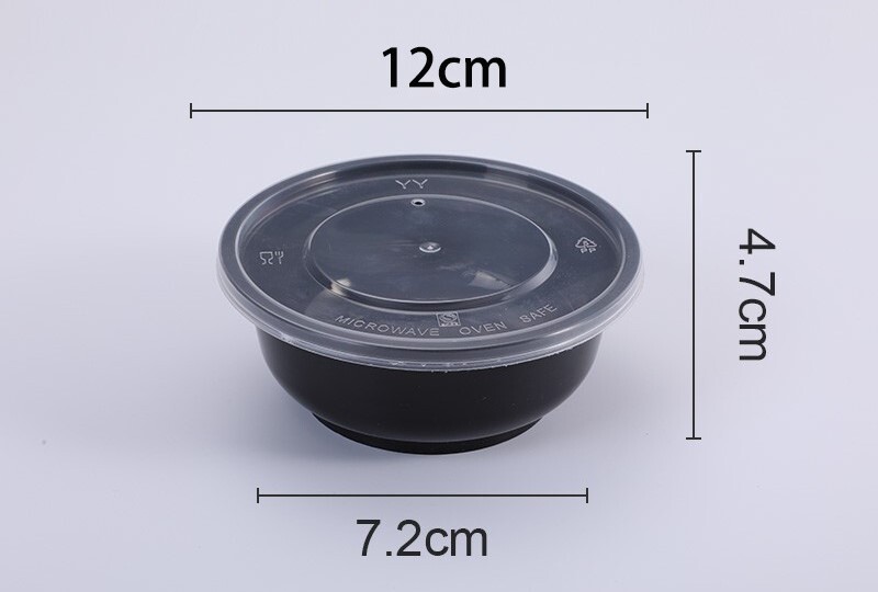 Skaidrus apvalus vienkartinis dubuo 360 ml ~ 999 ml plastikinis makaronų sriubos dubuo, komercinis namų maisto dėžutė