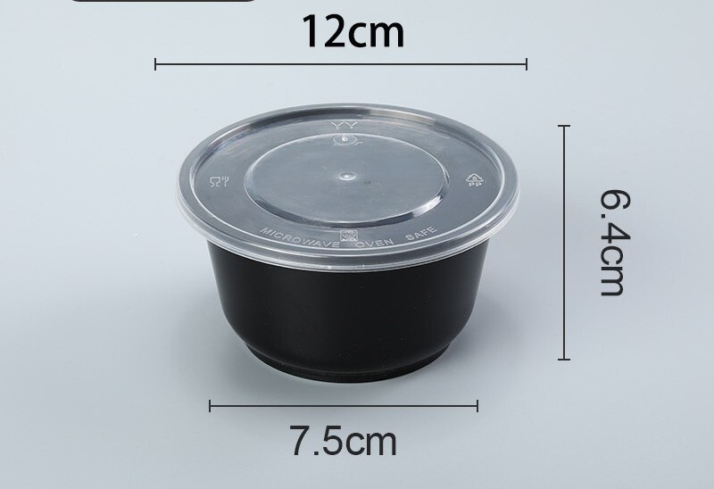 Skaidrus apvalus vienkartinis dubuo 360 ml ~ 999 ml plastikinis makaronų sriubos dubuo, komercinis namų maisto dėžutė