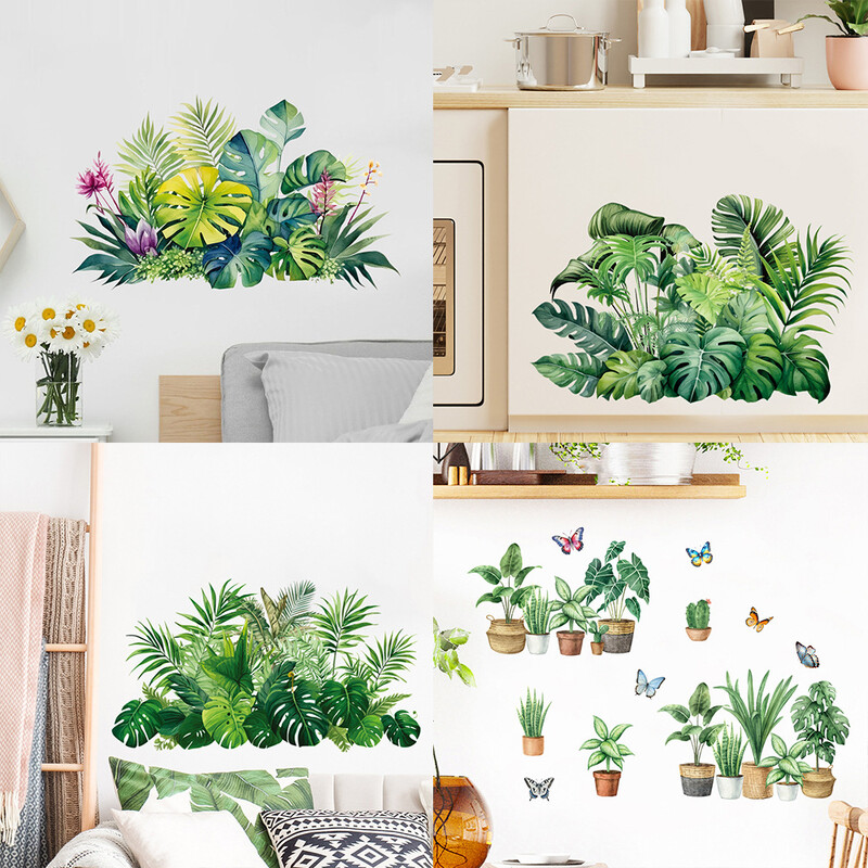 Nauji žali augalai iš gamintojo, pakabinami krepšeliai vazonuose, drugeliai, lipnūs vandeniui atsparūs sienų lipdukai, svetainė, miegamasis, dekoratyviniai sienų lipdukai