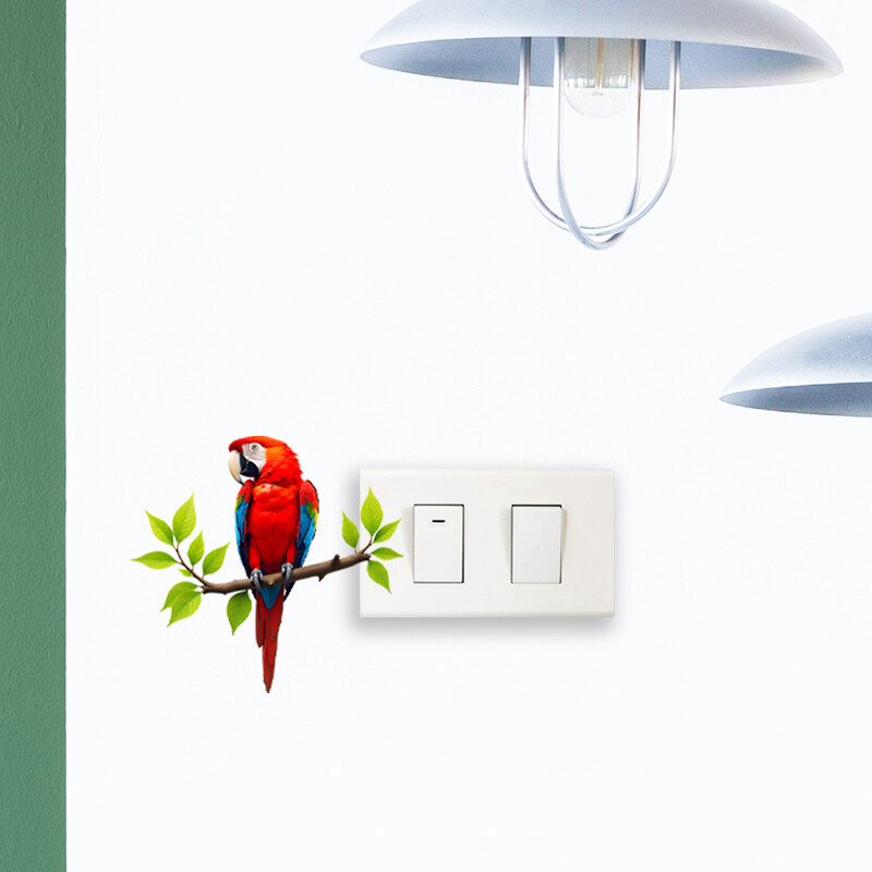 Δημιουργικά Αυτοκόλλητα Ντουί, Χαριτωμένα Κατοικίδια, Κλαδιά, Παπαγάλος, Αυτοκόλλητα Τοίχου με Ζώα, Σαλόνι, Υπνοδωμάτιο, Διακόσμηση Δωματίου, Αυτοκόλλητα Αυτοκόλλητα Τοίχου