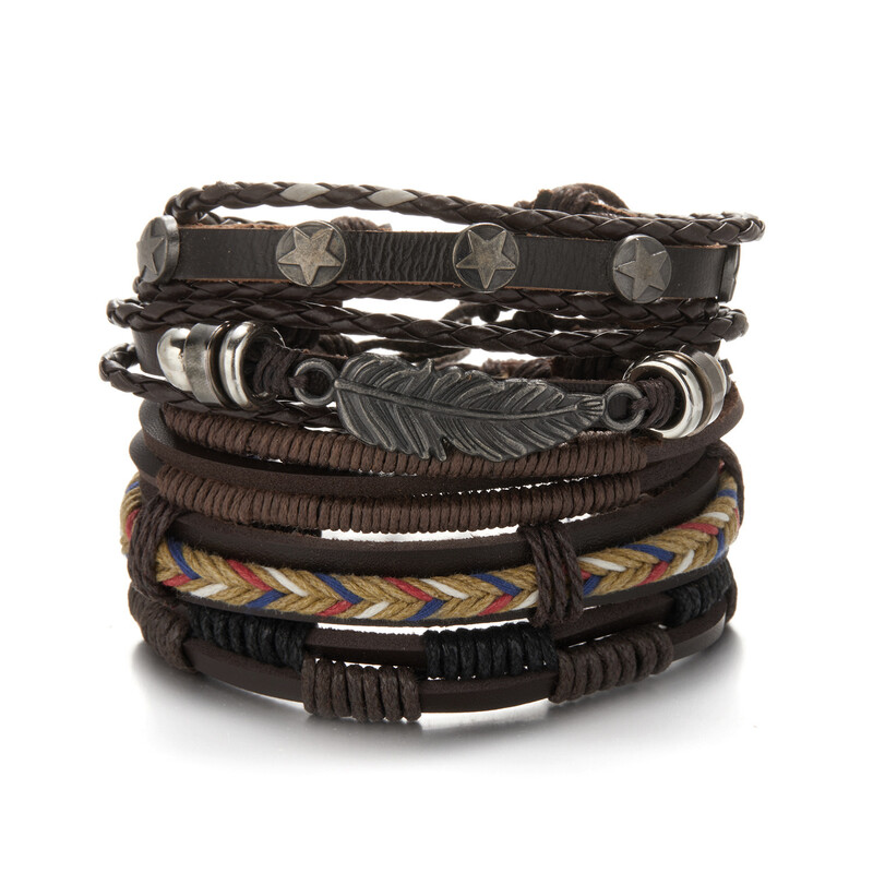 Europos ir Amerikos tarpvalstybinės odinės rankomis austos vyriškos apyrankės, hiphopo ir pankroko „pasidaryk pats“ papuošalų rinkinys 