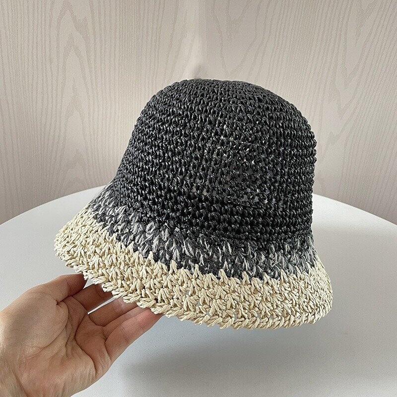 Kézzel szőtt, átmenetes szalmakalap koreai változata, nagy karimájú, női nyári napvédő, összecsukható napkalap, trendi