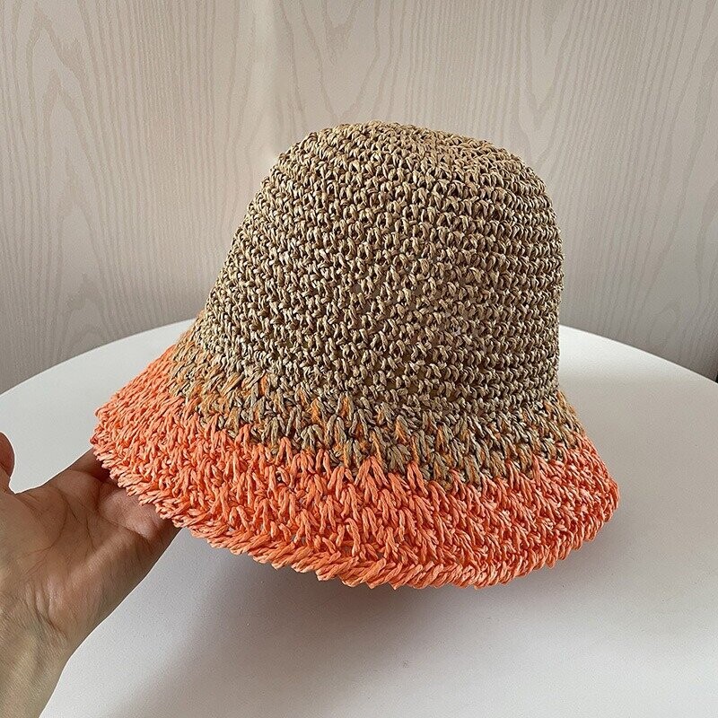 Kézzel szőtt, átmenetes szalmakalap koreai változata, nagy karimájú, női nyári napvédő, összecsukható napkalap, trendi