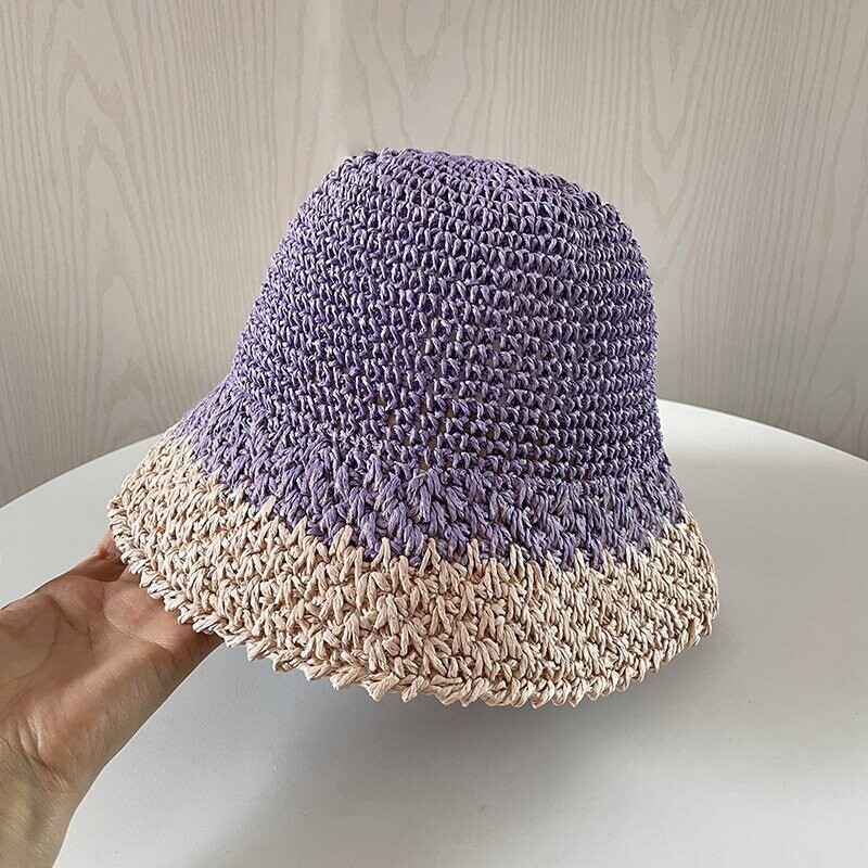 Kézzel szőtt, átmenetes szalmakalap koreai változata, nagy karimájú, női nyári napvédő, összecsukható napkalap, trendi