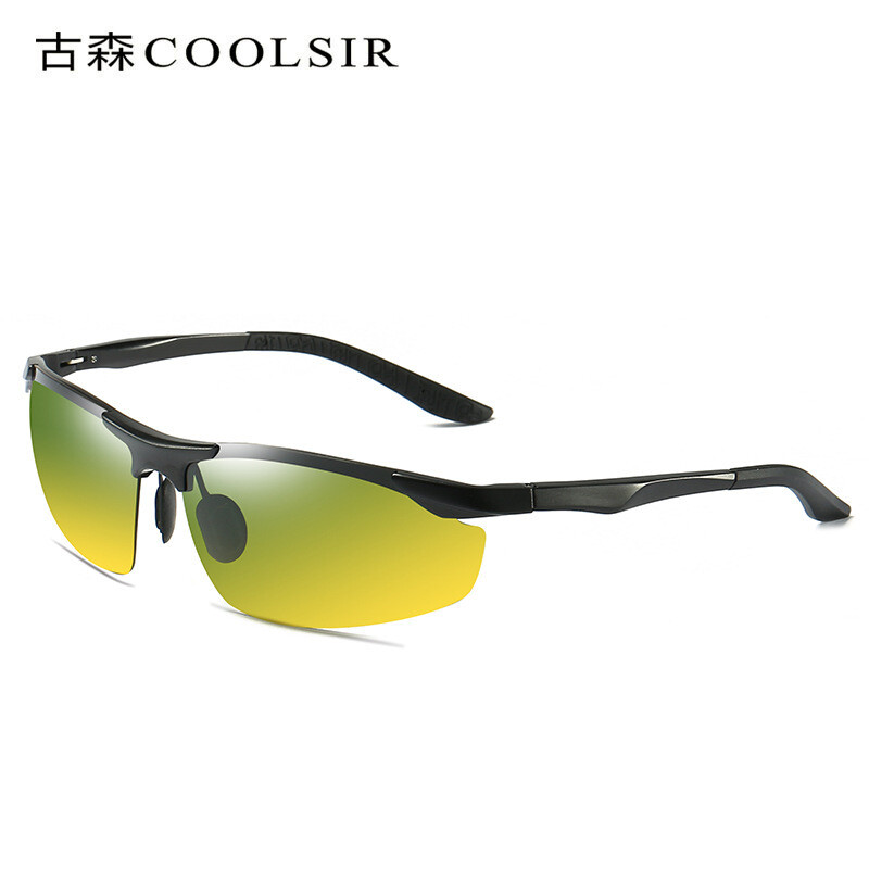 Vyriški vairavimo akiniai nuo saulės, dieną ir naktį spalvą keičiantys, dvigubo naudojimo, naktinio matymo, aliuminio ir magnio, žvejybai skirti poliarizuoti sportiniai akiniai nuo saulės 