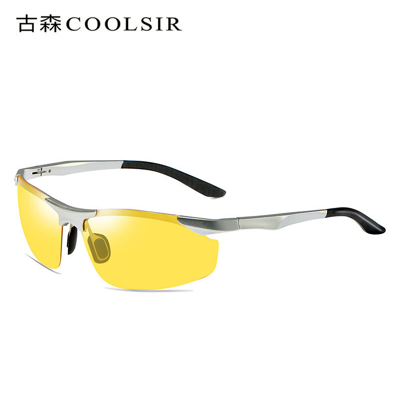 Vyriški vairavimo akiniai nuo saulės, dieną ir naktį spalvą keičiantys, dvigubo naudojimo, naktinio matymo, aliuminio ir magnio, žvejybai skirti poliarizuoti sportiniai akiniai nuo saulės 