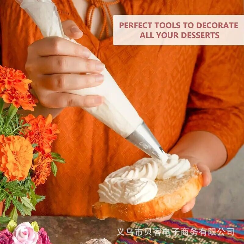 4 apvalių didelių 304 nerūdijančio plieno dekoravimo antgalių rinkinys sausainiams, sluoksniuotai tešlai, lydytam sviestui ir plaktai grietinėlei