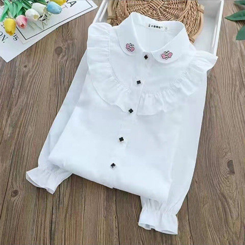 mergaitiški marškinėliai, vaikiški balti marškinėliai su aksomu, sustorinti studentiški marškinėliai, grynos medvilnės, ilgarankoviai, apatinė dalis, užsienio tendencija