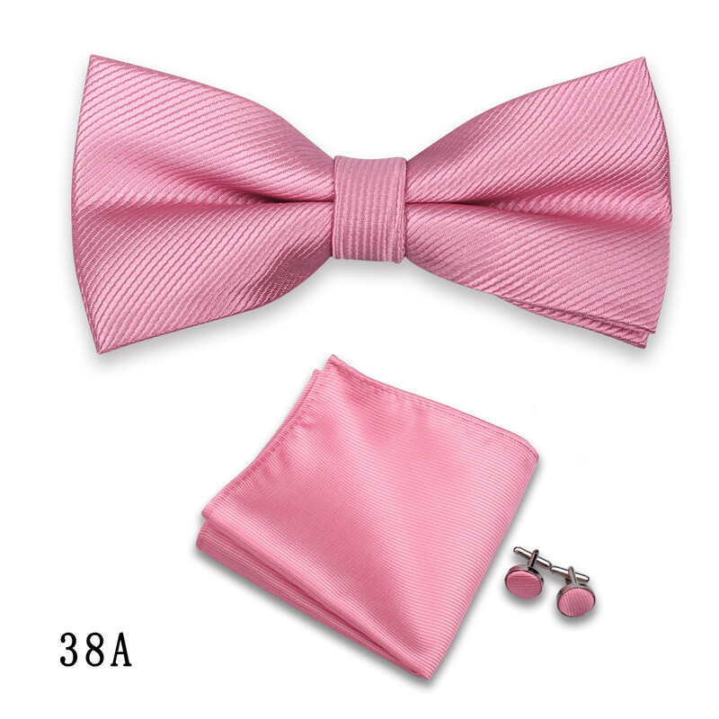 Muški set haljina od 3 dijela s leptir-mašnom, jednobojnim prugama, kvadratnim manžetama, dodacima za svadbenu svečanost i vinsko crvenom vrpcom