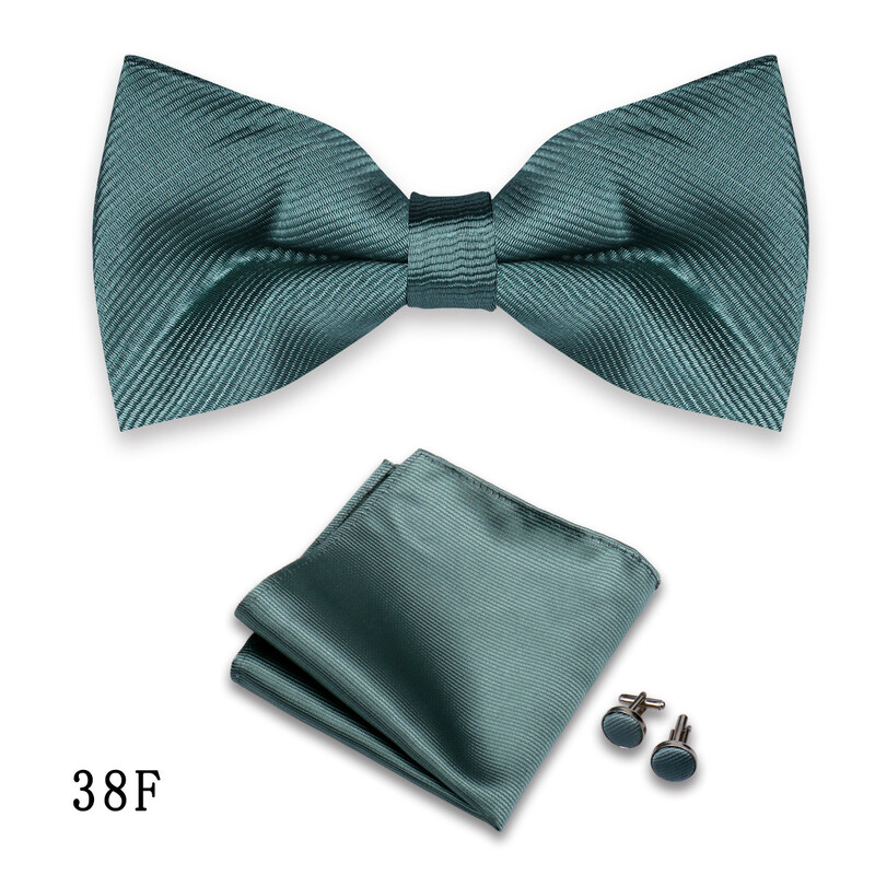 Muški set haljina od 3 dijela s leptir-mašnom, jednobojnim prugama, kvadratnim manžetama, dodacima za svadbenu svečanost i vinsko crvenom vrpcom