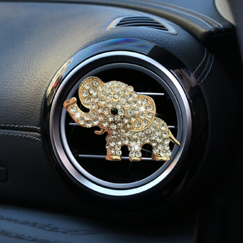 Στολίδια αρώματος με κρύσταλλο Diamond Crystal Elephant, έξοδος αέρα κλιματιστικού, κλιπ αρώματος, διακόσμηση αυτοκινήτου, κλιπ αρωματοθεραπείας αιθέριου ελαίου αυτοκινήτου