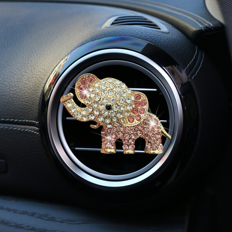 Στολίδια αρώματος με κρύσταλλο Diamond Crystal Elephant, έξοδος αέρα κλιματιστικού, κλιπ αρώματος, διακόσμηση αυτοκινήτου, κλιπ αρωματοθεραπείας αιθέριου ελαίου αυτοκινήτου