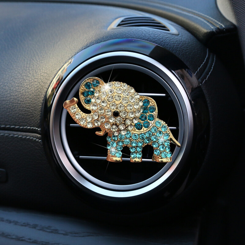 Στολίδια αρώματος με κρύσταλλο Diamond Crystal Elephant, έξοδος αέρα κλιματιστικού, κλιπ αρώματος, διακόσμηση αυτοκινήτου, κλιπ αρωματοθεραπείας αιθέριου ελαίου αυτοκινήτου