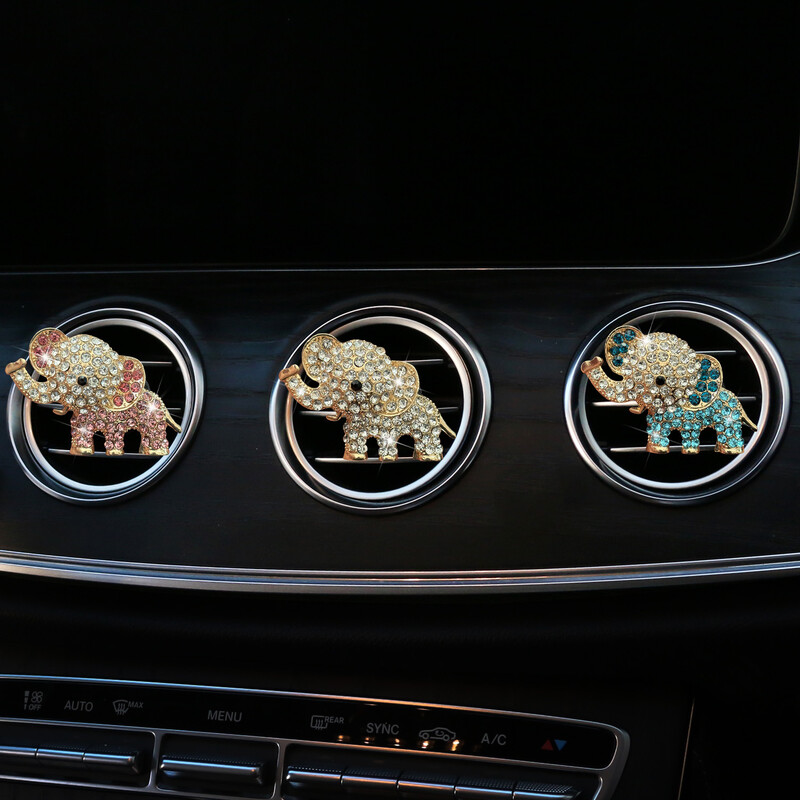 Στολίδια αρώματος με κρύσταλλο Diamond Crystal Elephant, έξοδος αέρα κλιματιστικού, κλιπ αρώματος, διακόσμηση αυτοκινήτου, κλιπ αρωματοθεραπείας αιθέριου ελαίου αυτοκινήτου