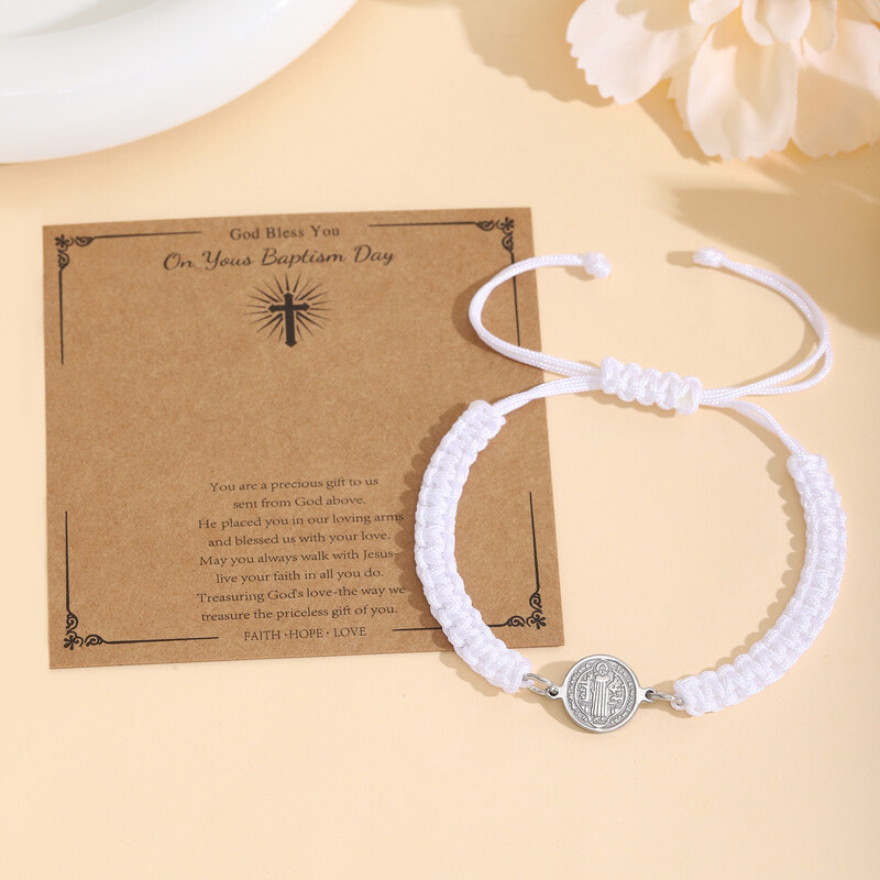 Nove europske i američke prekogranične retro okrugle pločice od nehrđajućeg čelika, podesiva užad za ruke, narukvice za muškarce i žene, nakit