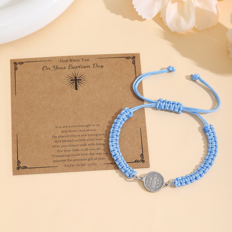 Nove europske i američke prekogranične retro okrugle pločice od nehrđajućeg čelika, podesiva užad za ruke, narukvice za muškarce i žene, nakit