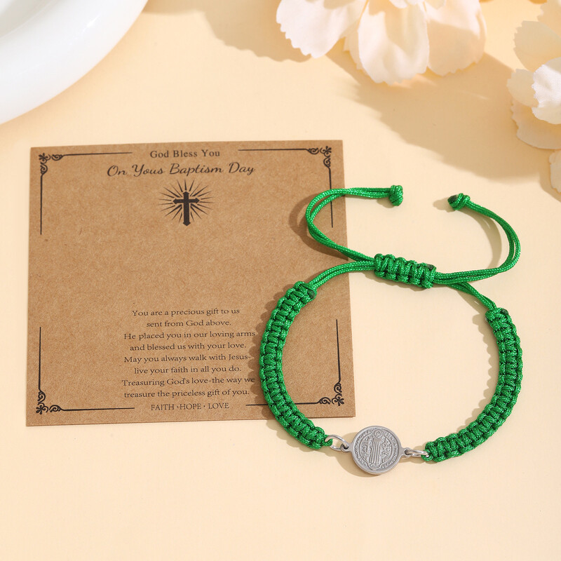 Nove europske i američke prekogranične retro okrugle pločice od nehrđajućeg čelika, podesiva užad za ruke, narukvice za muškarce i žene, nakit