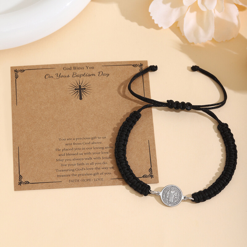 Nove europske i američke prekogranične retro okrugle pločice od nehrđajućeg čelika, podesiva užad za ruke, narukvice za muškarce i žene, nakit