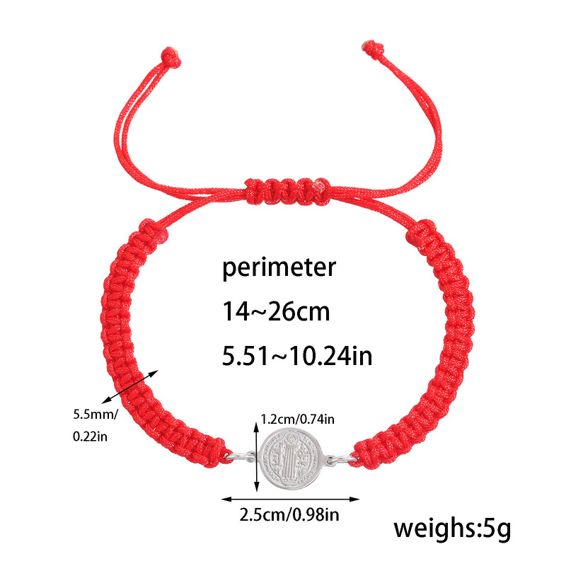 Nove europske i američke prekogranične retro okrugle pločice od nehrđajućeg čelika, podesiva užad za ruke, narukvice za muškarce i žene, nakit