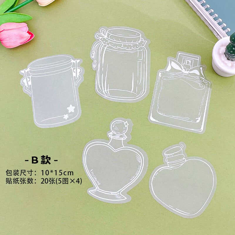 Kūrybingi džiovintų gėlių buteliai, studentų lipdukai, permatomi PET augalai, lipdukai, pakuotė, rankų darbo, „pasidaryk pats“ žymė, maža dovana