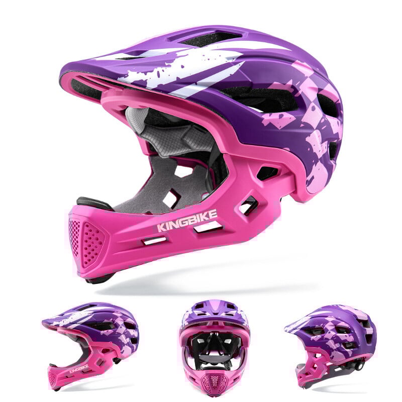 KINGBIKE bērnu pilnas sejas sporta ķivere velosipēdam, skrituļdēlim, skrituļdēlim, ķivere 6-12 gadiem, bērnu drošības ķivere vīriešiem