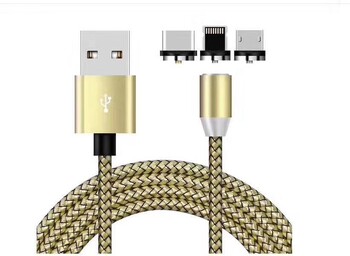 Магнитен кабел за данни Android Micro USB 3-в-1 кабел за зареждане, съвместим с Apple Type-C