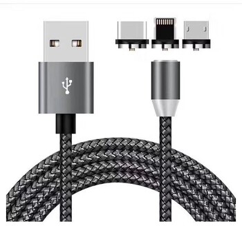 Магнитен кабел за данни Android Micro USB 3-в-1 кабел за зареждане, съвместим с Apple Type-C