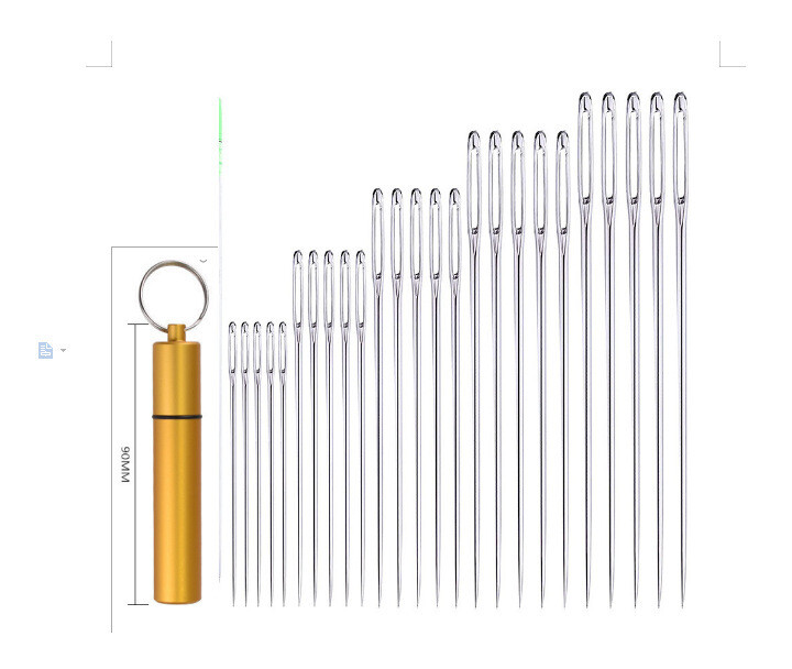 Nerūdijančio plieno siuvimo adata su didele akute, rankinė siuvimo adata, siuvinėjimo adata su permatomu adatos galiuku, buteliuko įrankių rinkinys