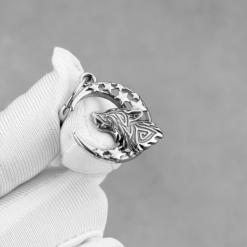 Prekogranično vruće prodavane vikinške naušnice od nehrđajućeg čelika s vučjom glavom, mjesecom, zvijezdom, modni retro visokokvalitetni nakit za uši 