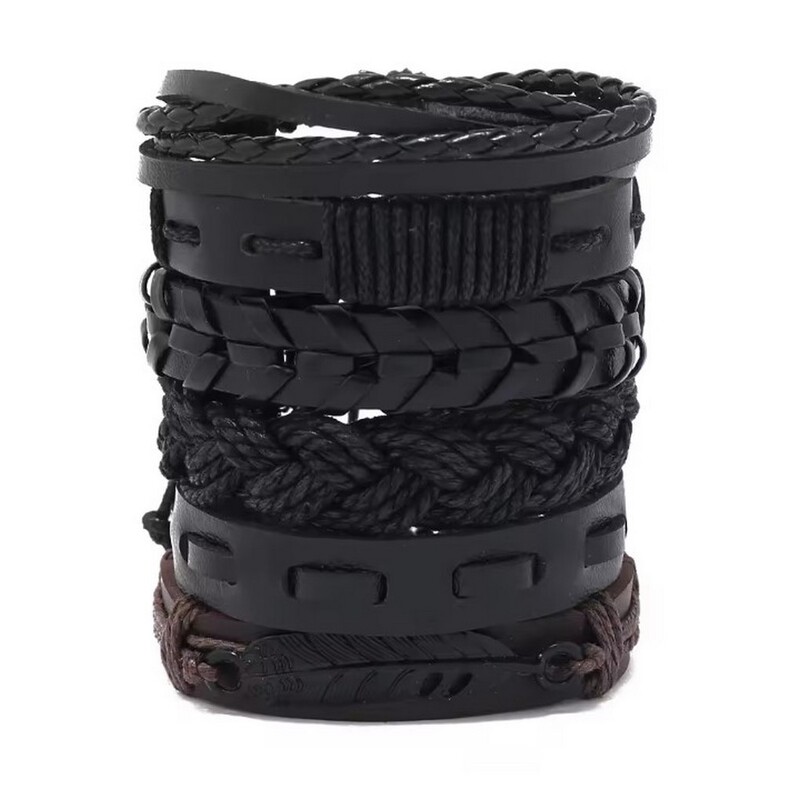 Odinė apyrankė su karoliukais, kniedėmis, aštuoniukės formos žvaigžde, inkaru, retro stiliaus odinė pinta kombinuota apyrankė, daugiasluoksnė apyrankė