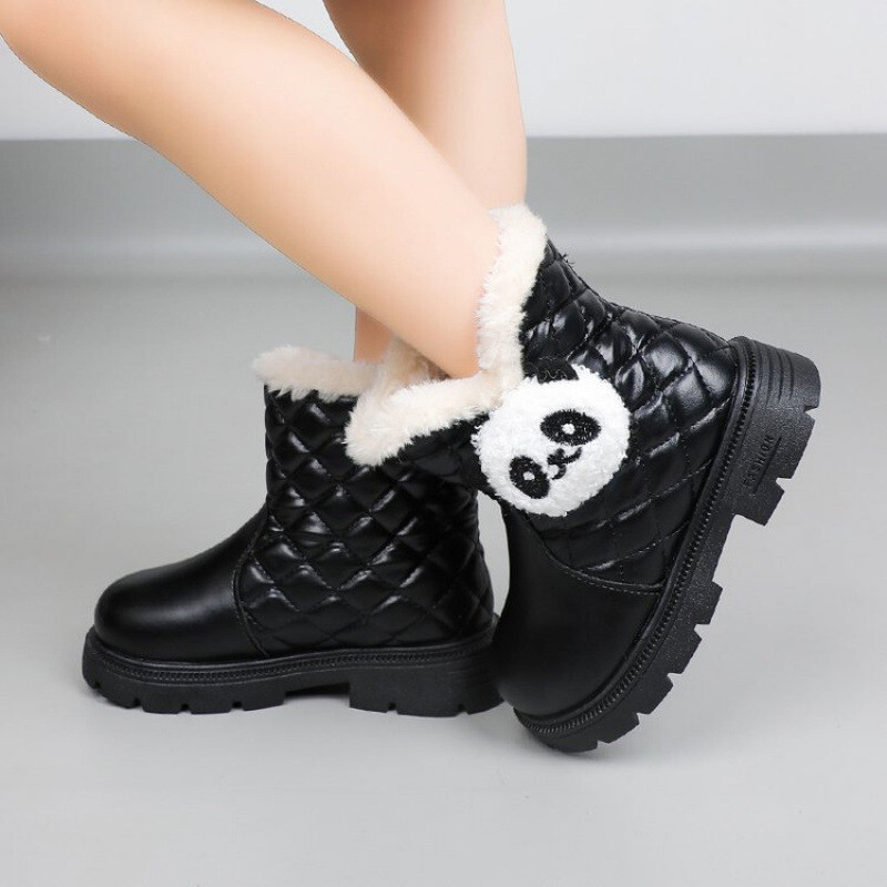 Mergaičių batai, 2024 m. žiema, nauji stori šilti vaikiški sniego batai, vidutinio ir didelio dydžio, vaikiški mergaitėms skirti batai, princesės, aulinukai iki blauzdos vidurio