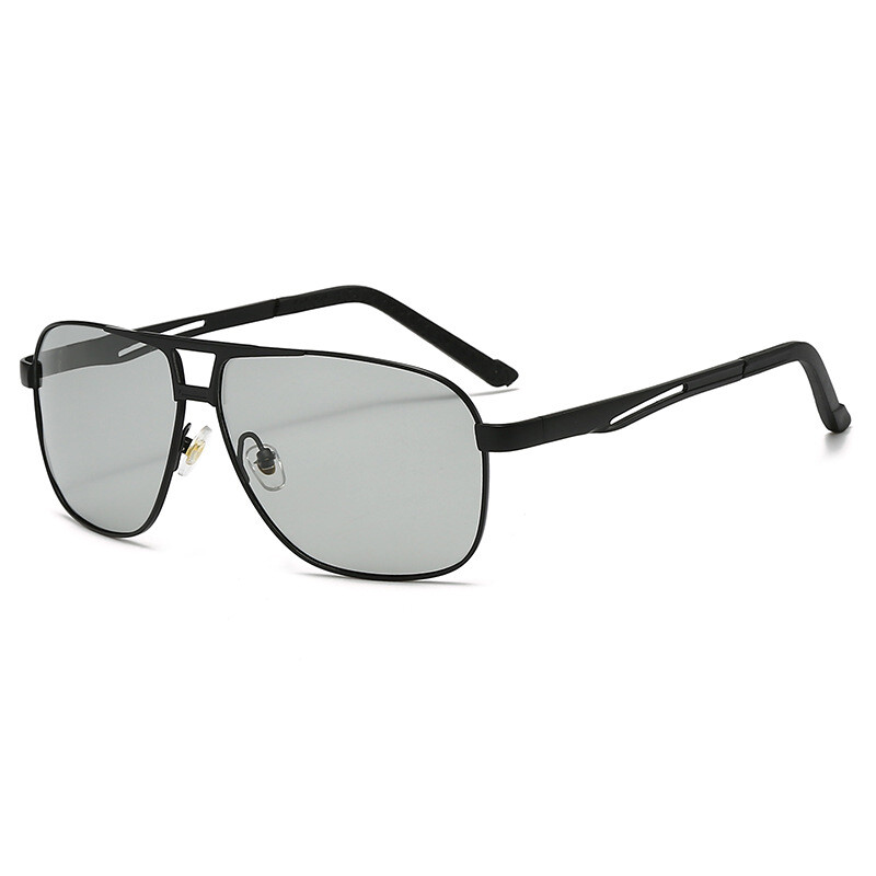 Nauji poliarizuoti metaliniai vyriški akiniai nuo saulės, keičiantys spalvą žvejybai ir vairavimui, apsaugantys nuo saulės, stilingi aviatoriaus stiliaus akiniai nuo saulės su dideliu rėmeliu ir dvigubu pluoštu.