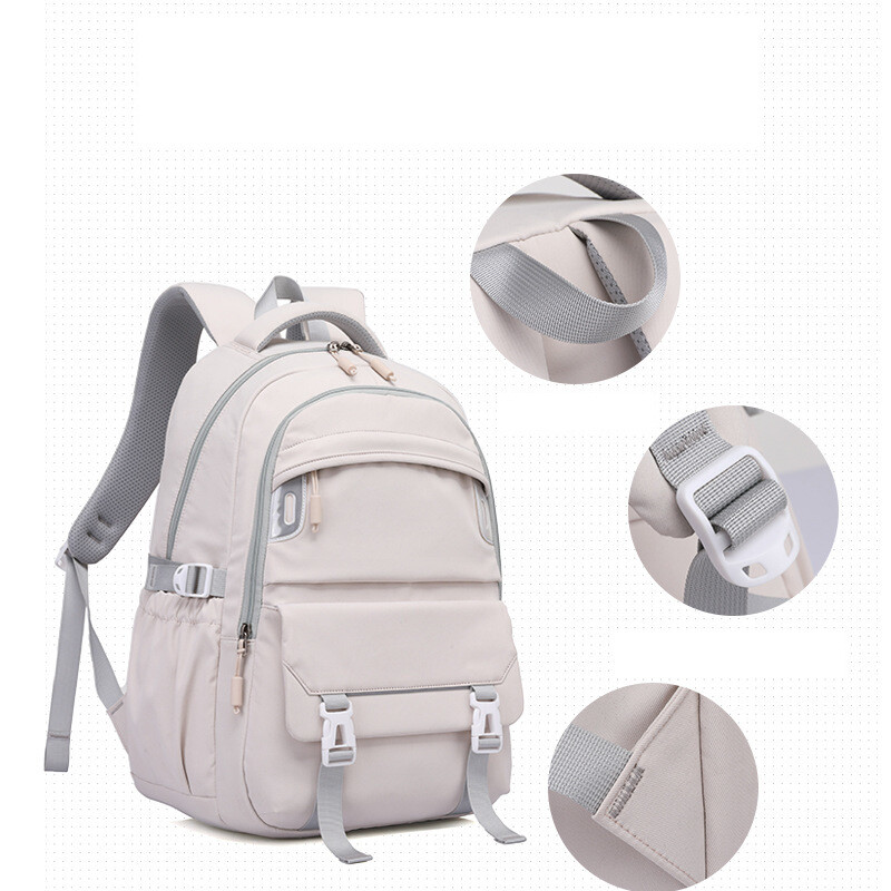 23 naujiems pradinių ir vidurinių mokyklų mokiniams skirta kuprinė stuburui apsaugoti, vienspalvė, daugiafunkcinė, lengva, didelės talpos, su daugybe skyrių, skaidri