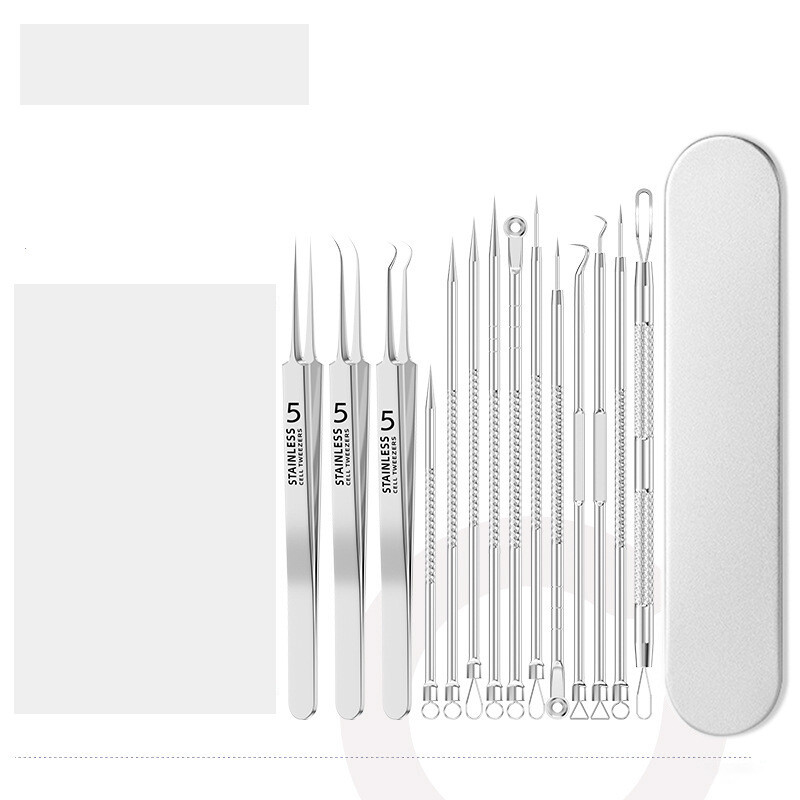 Äärmiselt teravad nr 5 roostevabast terasest mustpeade eemaldaja pintsetid õliste akneosakeste pigistamiseks, aknenõelte komplekt