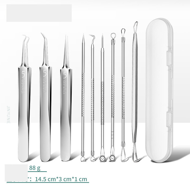 Äärmiselt teravad nr 5 roostevabast terasest mustpeade eemaldaja pintsetid õliste akneosakeste pigistamiseks, aknenõelte komplekt