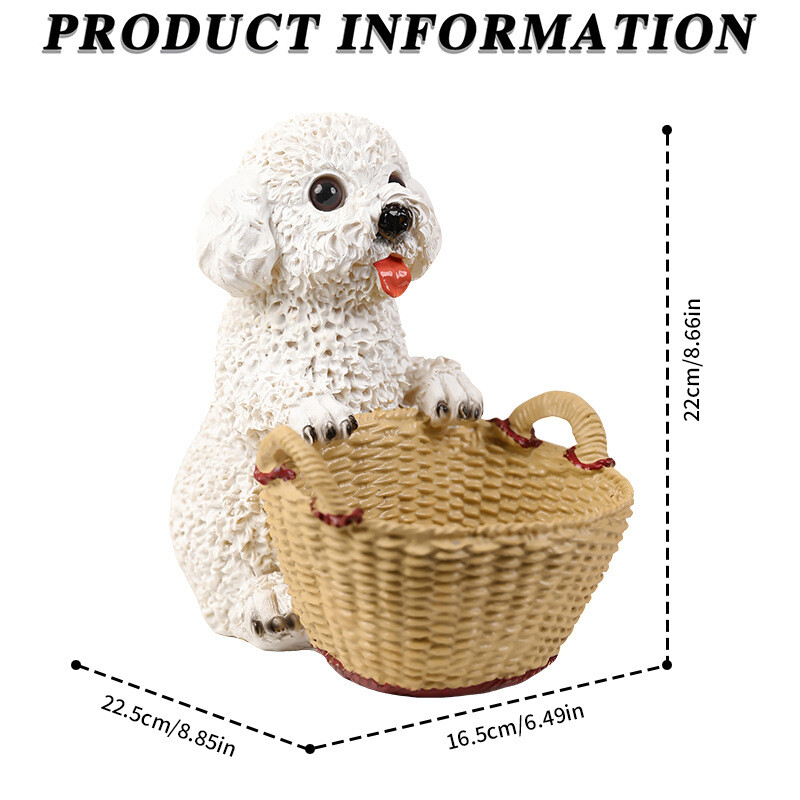 Ornamente drăguțe pentru câini din rășină, coș de depozitare, ornamente pentru comerț exterior transfrontalier, decorațiuni pentru animale de companie, pudel, graur, taur
