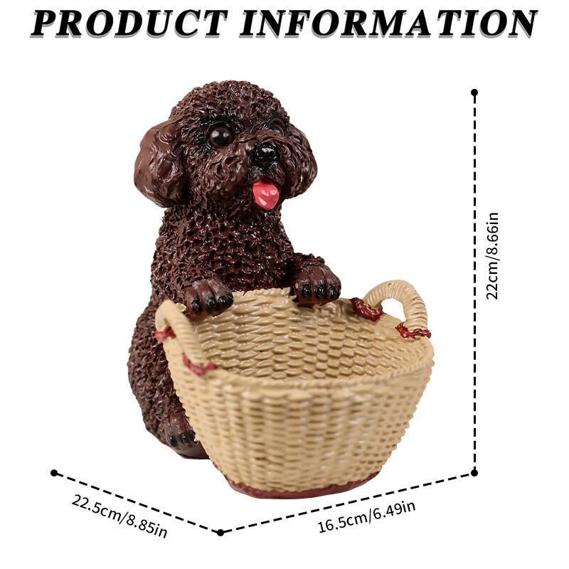 Ornamente drăguțe pentru câini din rășină, coș de depozitare, ornamente pentru comerț exterior transfrontalier, decorațiuni pentru animale de companie, pudel, graur, taur