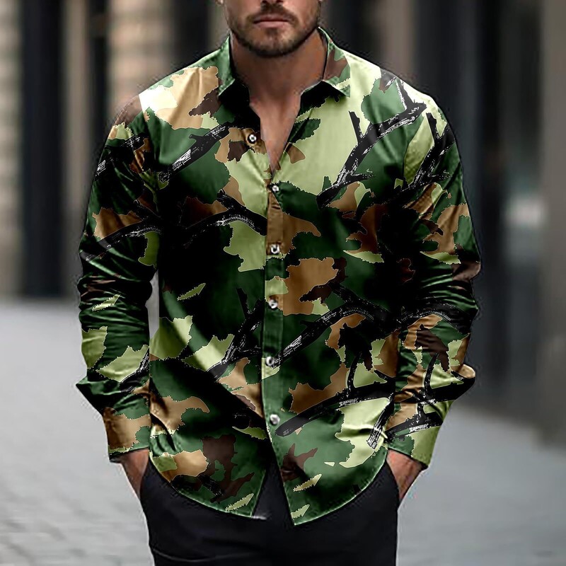 Мъжка вталена риза, универсална, за ежедневие, пролетно-есенна, младежка, нова тенденция, камуфлажен кардиган