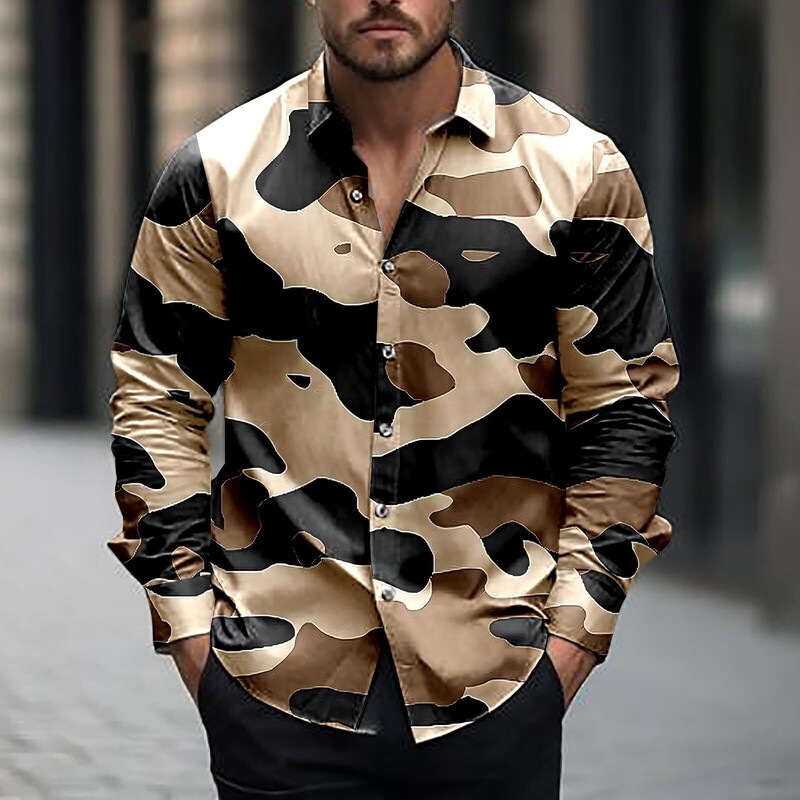Мъжка вталена риза, универсална, за ежедневие, пролетно-есенна, младежка, нова тенденция, камуфлажен кардиган