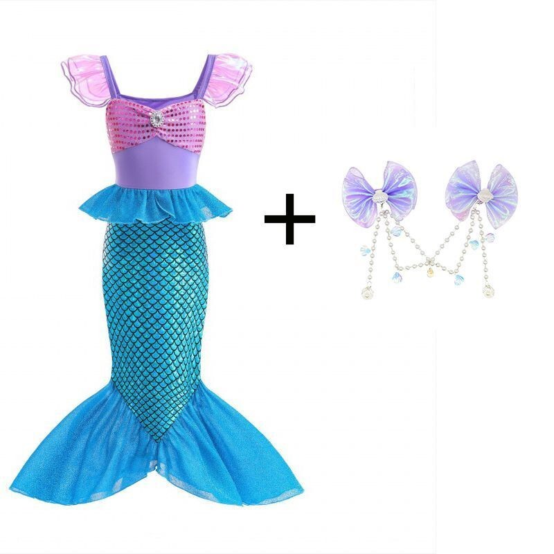 Хелоуин русалка нова рождена рокля за момиче принцеса рокля с пайети детски моден костюм за танцово представление